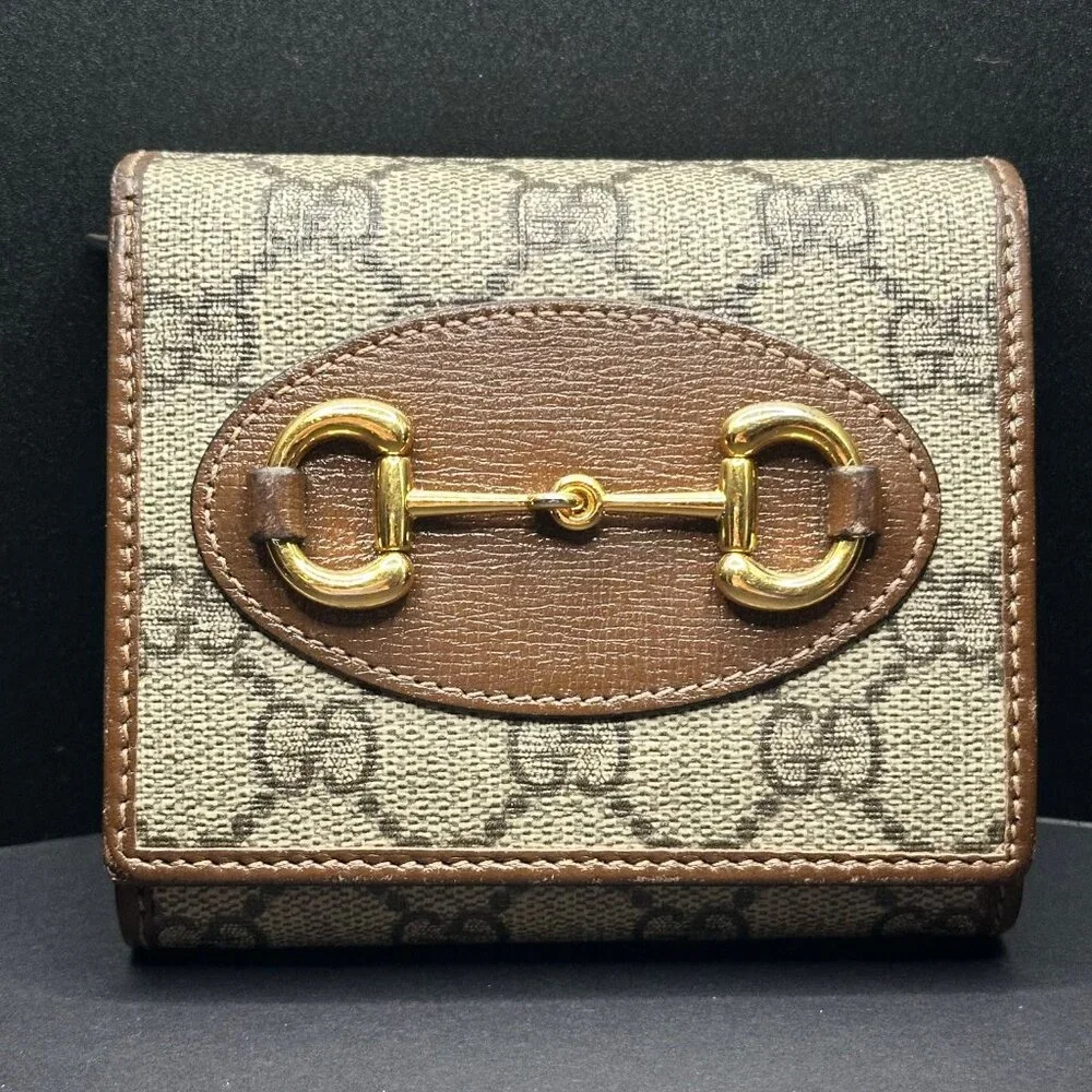 Gucci GG Supreme Monogram Horsebit 1955 Flap‎ Card Case Wallet - EUC - Picture 2 of 9